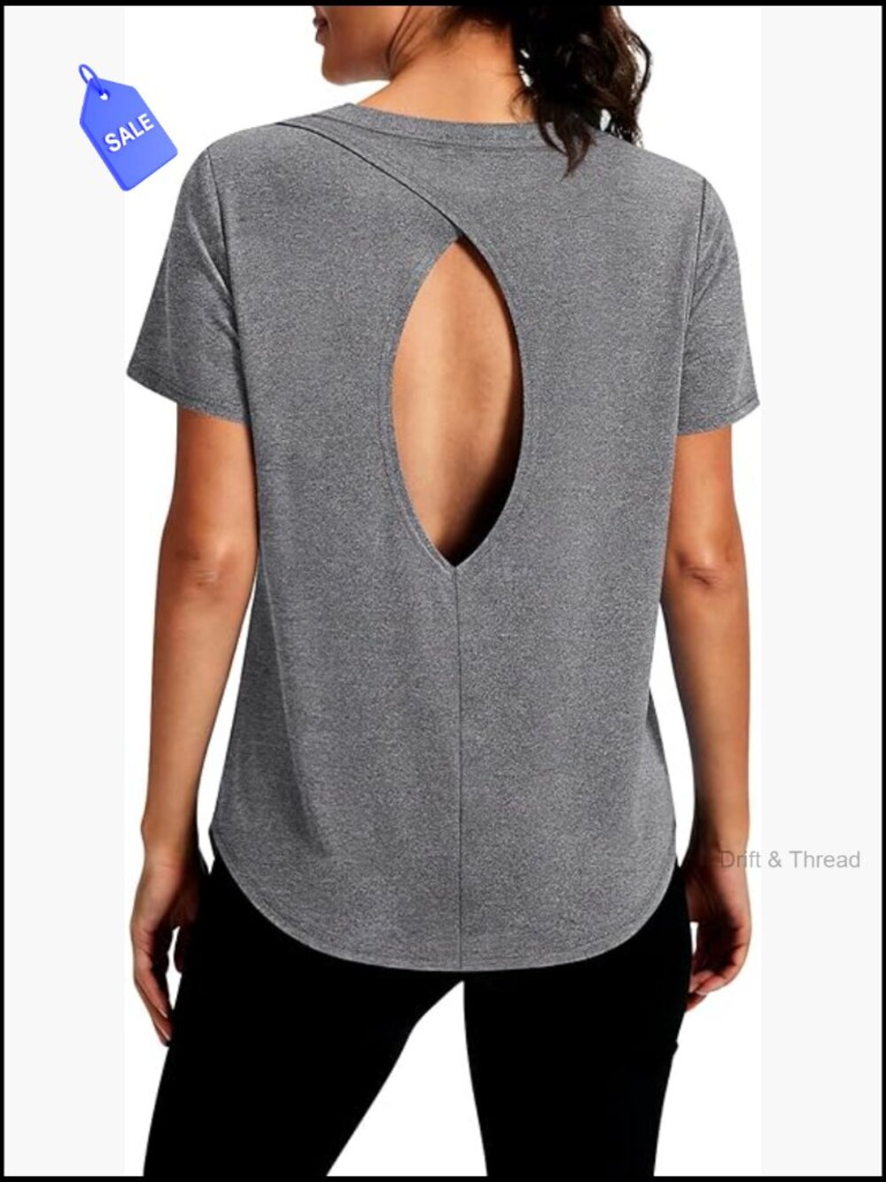 Open Back Workout Top Short Sleeve Yoga Gym Shirt Athletic Tee